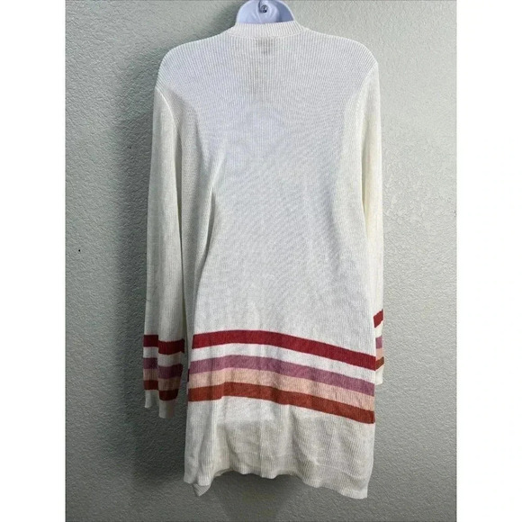 Torrid Red Stripe Open Front Cardigan Womens 2X Cream Knit Sweater Mid Length - Picture 3 of 10